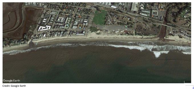 Carpinteria Beach January 12, 2018 Google Earth view of beach damage