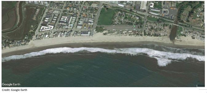 Carpinteria Beach April 12, 2018 photo overhead view of Carpinteria beach